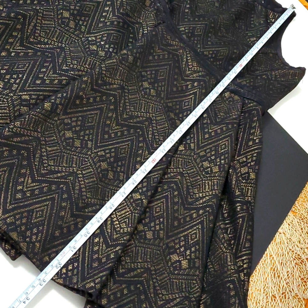 Parker Black Gold & Jacquard Style Dress - Picture 7 of 9